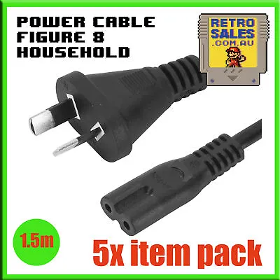 $29 • Buy 5x PACK Power Cable 1.5m Figure 8 IEC-C7 AC Cord Lead Australian Mains Plug 240V