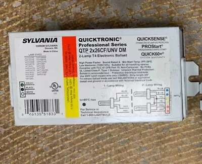 Sylvania Quicktronic 2 Lamp T4 Electronic Ballast Part #QTP 2c26CF/UNV DM • $15