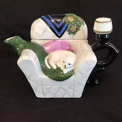 Houston Harvest Ceramic Miniature Teapot Cat Sleeping Tea For One • $14.99