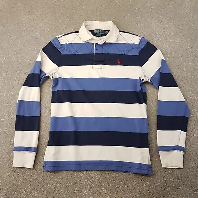Polo Ralph Lauren Mens Rugby Shirt Small Blue White Stripes Preppy Pony Custom • £34.99