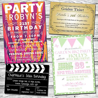 10 Printed Party Invites Photo Personalised Adult Childrens Birthday Invitations • £6.91