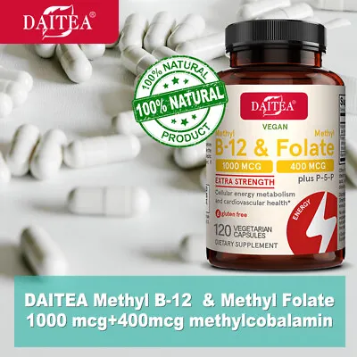 Daitea Methyl B-12 & Methyl Folate Metabolic Cardiovascular Health 120 Capsules • £7.78