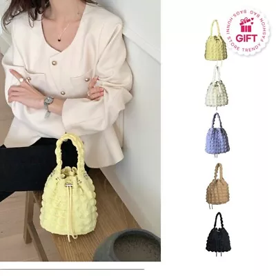 Waffle Cloud Drawstring Tote Bag Korean Casual Women Lightweight Summer Handbags • $9.99