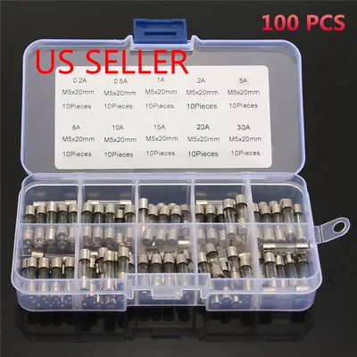 100Pcs 5x20mm Quick Blow Glass Tube Fuse Assorted Kits Fast Action Glass Fuses • $9.30