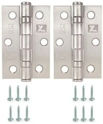 3  / 76mm Ball Bearing Hinges Internal Door Fire Rated Satin Chrome With SCREWS • £3.40