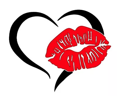 Custom Vinyl Decal Red Pink Lips Love Lip Balm Stick Gloss Makeup Junkie Heart • £3.86