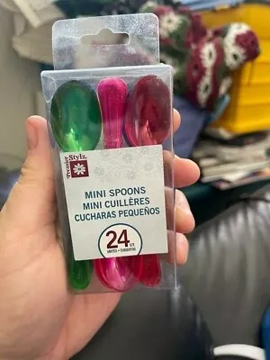 Unique Mini Plastic Multicolor Spoons 4  24ct New!!! • $3.25