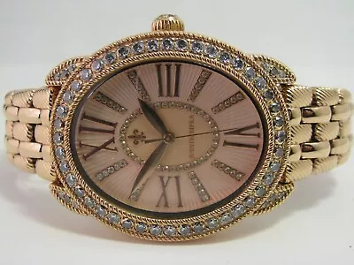 Judith Ripka CZ Rose Gold Tone Ladies Oval Bracelet Watch Roman Numerals CZ Dial • $129.99