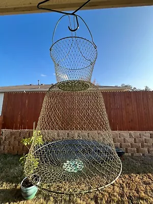 Vintage Maillinox Galvanized Metal Steel Wire Collapsible Bait Net Fish • $10