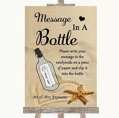 Sandy Beach Message In A Bottle Personalised Wedding Sign • $64.60