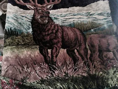 Large Vintage Wall Hanging Tapestry Rug Elk Theme • $59.99