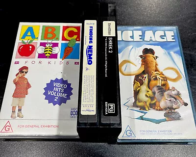 Bundle VHS ABC FOR KIDS Shrek 2 Finding Nemo Ice Age • $19.95