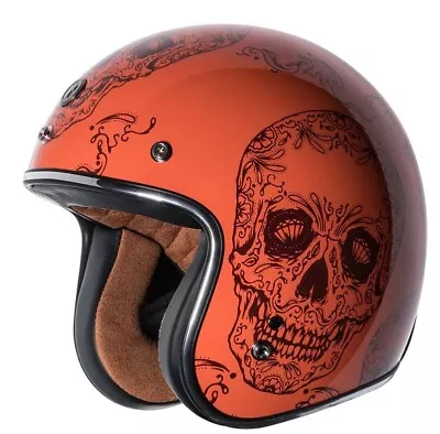 Torc T50 3/4 Open Face Vintage Retro Motorcycle Helmet Gloss Orange Craneo XS • $79.99