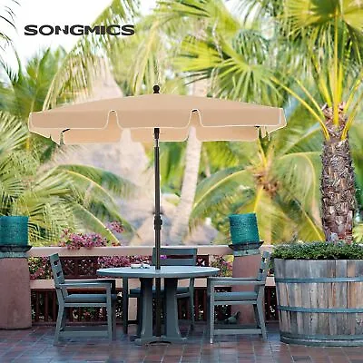 $49.95 • Buy Songmics 2.4m Rectangular Beach Umbrella With Powder-Coated Steel Pole Taupe