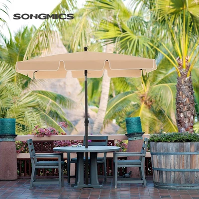 $49.95 • Buy Songmics 2.4m Rectangular Beach Umbrella With Powder-Coated Steel Pole Taupe
