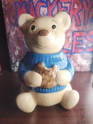 Teddy Bear Blue Sweater By Metlox Disney Designer Cookie Jar 11  Vintage USA VGC • $60