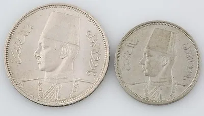 2 Egyptian Coins Egypt 1939 5 Piastre 1941 5 Milliemes Almost Uncirculated - XF • £87.28