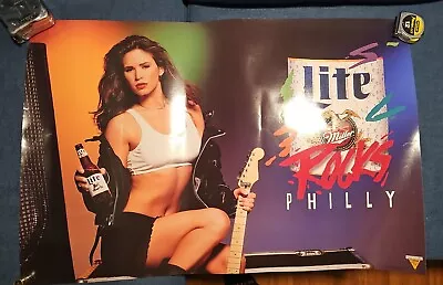 Vintage Miller Lite Beer Poster. Lite Rocks Philly With Model 20 ×30  • $11.86