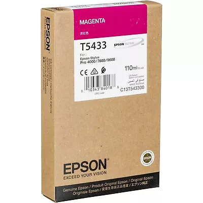 Genuine Epson T5433 Magenta Ink Cartridge For Stylus Pro 4000 7600 9600 • $19.99