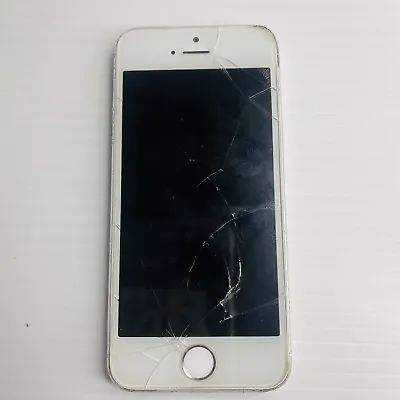 Apple IPhone 5s White Home Button Not Working Cracked Screen Unlocked Parts Only • $28.99