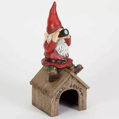 Outdoor Garden Gnome Sculpture Toad House 10  Tall Polyresin Decor • $12.99