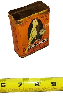 VINTAGE Hartz Mountain Lid Missing  Song Food Metal Tin Mid Century Canary Food  • $9.98