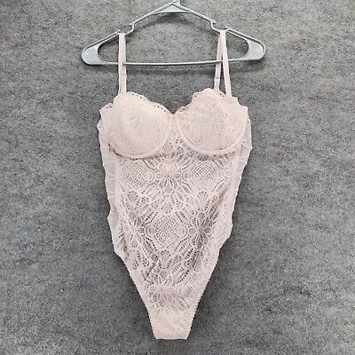 Victoria Secret Bodysuit Womens 36D Pink Lace Lingerie • $29.99