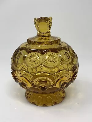 Moon & Star Amber Covered Candy Dish Compote L.E. Smith Moon & Stars Vintage • $6.25