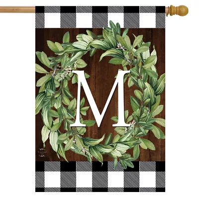 Wreath Monogram M Double-Sided House Flag Everyday 28  X 40  Briarwood Lane • $18.99