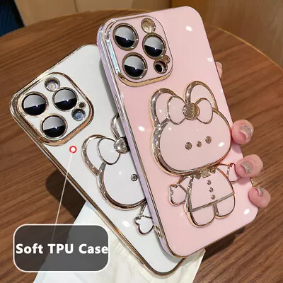 For IPhone 14 Pro Max 13 12 11 XS XR 8 7 Cute Rabbit Desktop Stand Mirror Case • $14.99