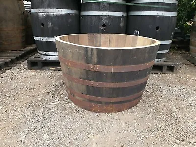 Extra Large 60cm Tall Oak Half Barrel Tree Shrub Flower Garden Planter Pot Tub • £99.99