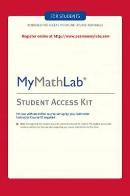 MyMathLab: Student Access Kit By Pearson Education Hall H • $98.75