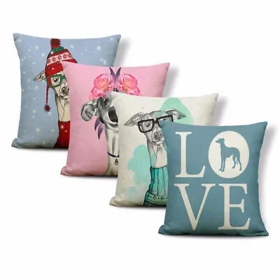Greyhound Cushion Cover Pillow Keep On Smile Rose Country Style Settee For Teen • £3.26