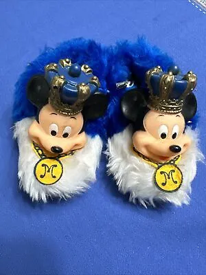 Rare Vintage Mickey Mouse Club Toddler Child Slippers Vinyl Head Crown Size 5 • £34.70