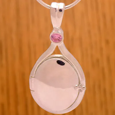 Solid 925 Sterling Silver H2O Just Add Water Mermaids Pink CZ Pendant Locket • $30.02