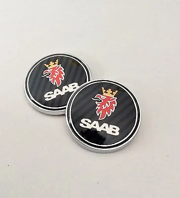 Saab Carbon Bonnet Boot Trunk Pack Set 2 Badge Emblem 93 95 9-3 9-5 Replacement • $22.99