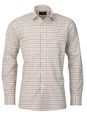 Mens Laksen Ricky Tattersall Hazelnut Blood Orange Shirt - All Sizes - New • £79