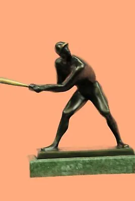 Bronze Sculpture Baseball Player Figurine Bronze Statue Signed Sports Decorativ • $309