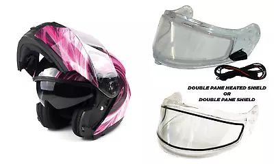 Modular Snowmobile Helmet Electric OR Dual  Shield Pink Adult DOT SNOW • $135