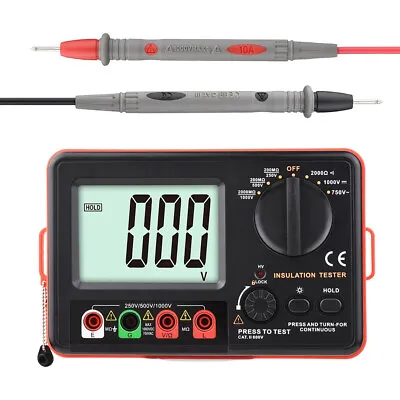 Digital Insulation Resistance Tester LCD Megger Meter 1000V 1~2000MΩ GT5306A UK • £39.59