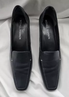 Michael Shannon Genuine Leather  ARNOLD 2 Inch Heel Shoes Size 7M Navy • $9.39