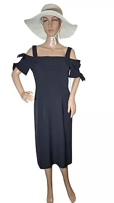 Maggie London Black Mdi Dress Cold Shoulder Size-6. NWT • $45