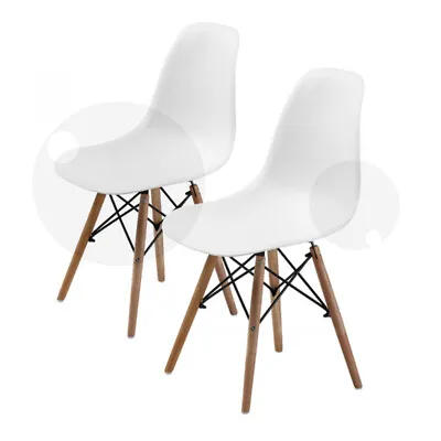$104 • Buy 2X Retro Replica PU Padded DSW Beech Dining Chairs Cafe Kitchen