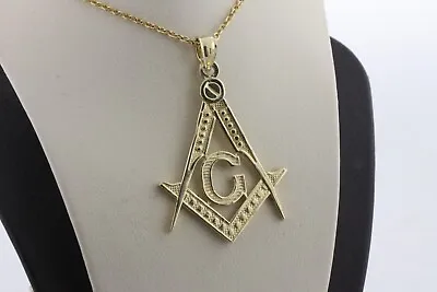 14K Yellow Gold Freemason Masonic Lodge Symbol G Emblem Charm Pendant • $299.99