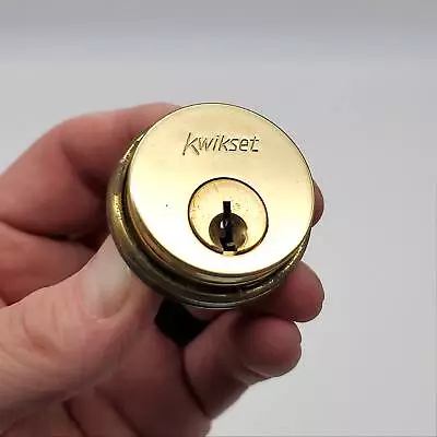 Kwikset Mortise Lock Cylinder No 361 Bright Brass 1-1/4  Length 2 Keys NOS • $19.54