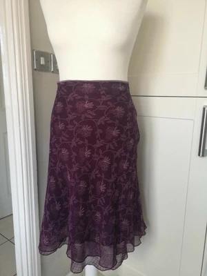 £5.99 • Buy Kushi - Ladies Size 18 Spring Summer Floral Purple Knee Length Skirt