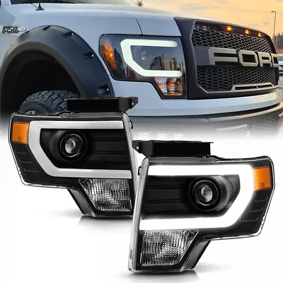 NEW Black 2009-2014 Ford F150 Raptor LED Tube DRL Projector Headlights Headlamps • $208.99