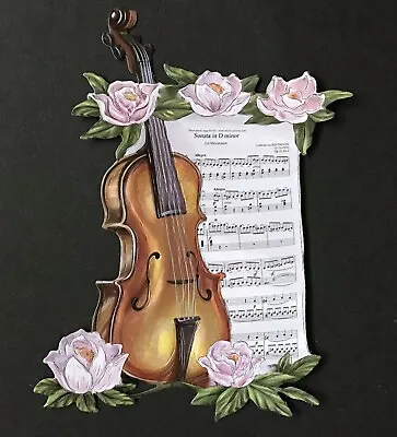 4 Die Cuts Tattered Lace Vivacious Violin Orchestra Sheet Music Pink Flowers • £3.60