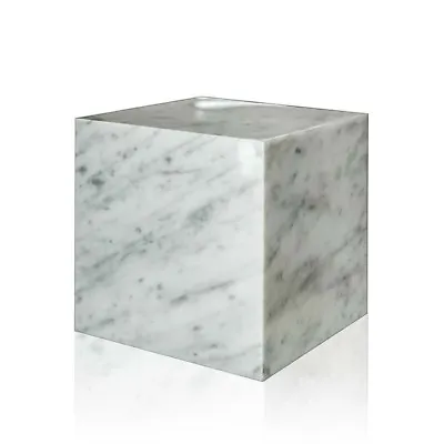 Cube White Marble Carrara Italian Sculpture Home Design 7 7/8in • $215.08