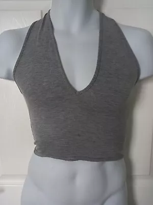 PRETTYLITTLTHING - Grey Halter Neck Vest Top Size 8 - Viscose Blend • £3.30